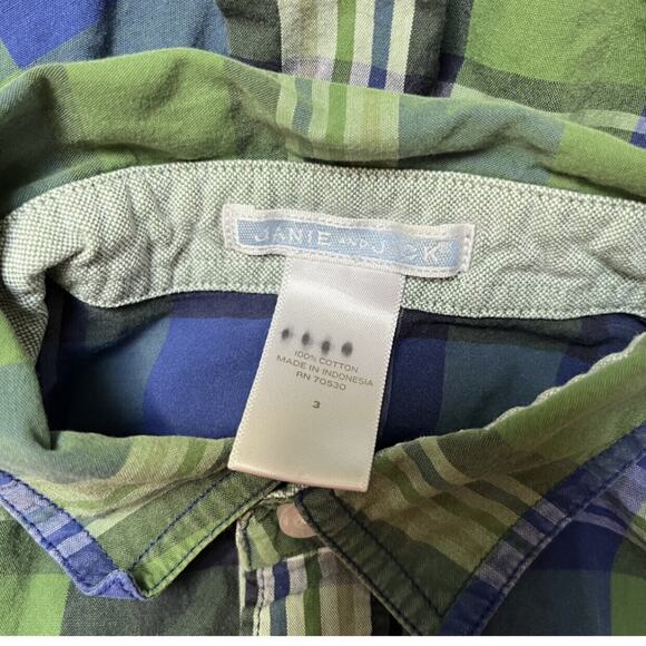 Janie And Jack Plaid Button Up Shirt Size 3 - Picture 4 of 5